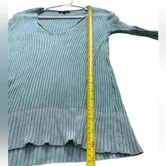 RAG AND BONE Blue Grey Ribbed Alyssa V-neck Button Cuff Sweater Pullover size SP - Picture 7 of 9